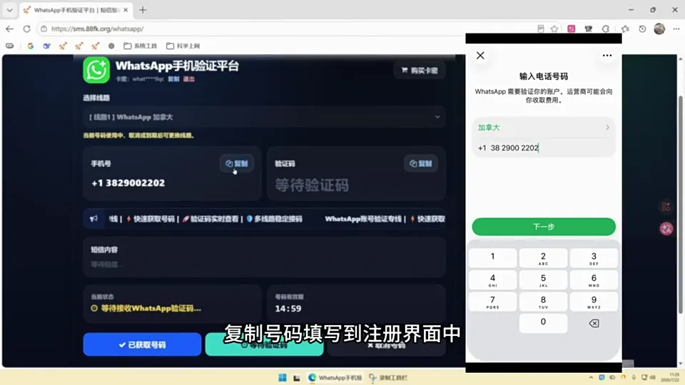 获取号码并填写到 WhatsApp