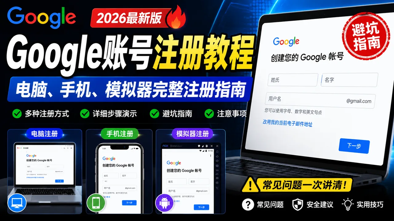 Google账号注册教程2026：创建账号与安全设置指南